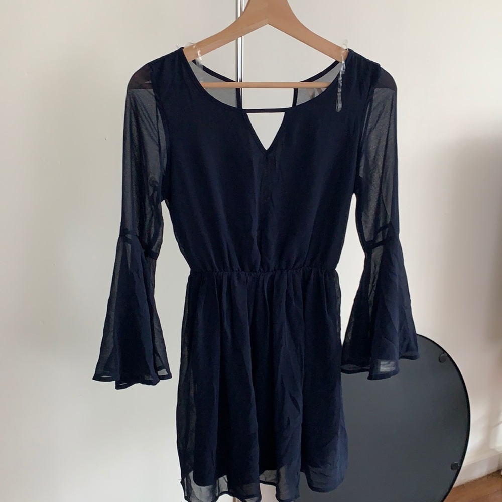 Blue dress with bell sleeves